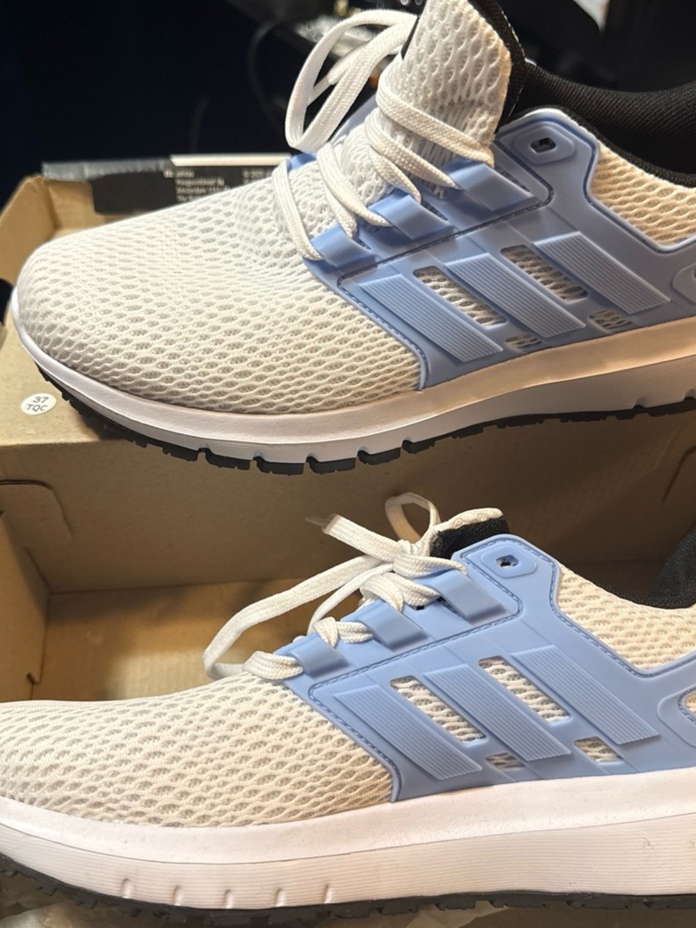 adidas White Sneakers with Light Blue Accents